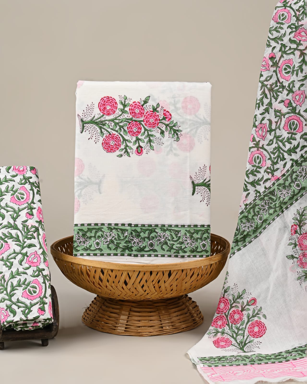 Mughal flower cotton suit set